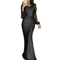 Ženska haljina zabava dugih rukava modni koktel haljine Klub o vrat od $ noćne haljine crne m