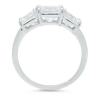 4.0ct Squaral Smaragd Cut White Sapphire 14K bijelo zlato Angažova za angažman kamena prstena veličine
