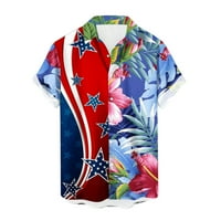 Zimska bluza za plažu za muškarce cvjetne i zastave tiskane majice sa džepovima sa džepovima sa labavim