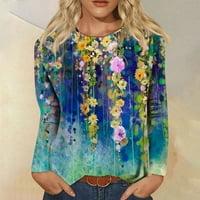 Feternal ženska modna casual longsleeve print pulover okruglog vrata Top bluza