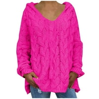 Ženska modna labava velika veličina Solid boja kapuljača duge rukave na vrhu tanka tunika Dressy džemper