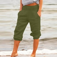 Ženske hlače hlače visoke rezbarene pantalone Ljetne casual labave dukseve sa džepovima