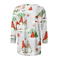 Božićne majice za žene Grafički tee modni ispisani labavi majica rukava s rukavima okrugli vrat casual