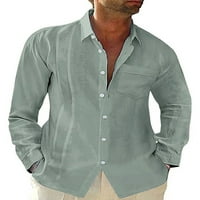 Niveer Muške Slim Fit Rever izrez Majice Muške vrhove dugih rukava Kućište Casual Bluze Green M