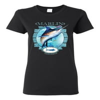 Plava Marlinska riba ženska grafička majica, crna, srednja