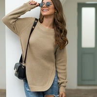 Ženske modne džempere za žene plus veličine temperament casual hem visoke prorezne zrele dugih rukava