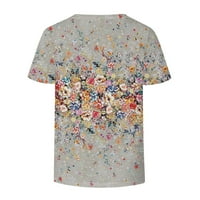 Njoeus Ženske prevelike majice Ljeto V-izrez kratki rukav cvjetni ispis Ležerbene majice Bluza