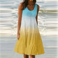 Ženska haljina ljetna okrugla vrata bez rukava bez rukava na plaži