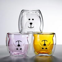 Staklena čaša crtane medvjed staklene šolje Dvostruke slojeve staklene čaše Par čaše za Valentinovo