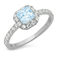 1.23ct princeza rez plavi simulirani dijamant 18k Bijelo zlato Graviranje Izjava bridalne godišnjice