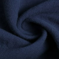Prednjeg swald-a Midi haljina dugih rukava V Vrat Radni džep Navy Plava 5xl