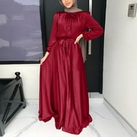 Wendunide haljine za žene Žene Ležerne prilike sa čvrstim haljinama Lantern rukava Abaya Arapska kaftna
