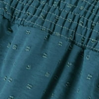 Clearsance Ljetne haljine za žene Čvrsta koljena Linge A-line kratki rukav Ležeran na V-izrez Blue 3xl
