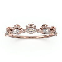 1.1ct Diamond Moissite Chantilly 18K ruža zlato preko srebrnog vjenčanog prstena