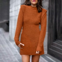 Flowy haljine za žene džemper posada izreza s dugim rukavima narančasta l