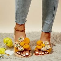 Boho žene ravne papuče Ljeto boemsko stil slame donji cvjetni print luk na plaži Papuče bez klizanja