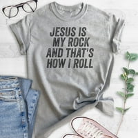 Isus je moj stijen i tako sam košulja, unise ženska muška majica, hrišćanska vjerska rock majica, Heather Grey, 3x-velika