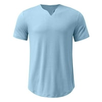 Majice za muškarce V-izrez kratki rukav ležerna majica pune boje tiskane majice