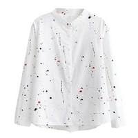 Wozhidaoke T majice za ženske bluze Žene rukav korejski modni casual tisak dugačak gumb labava majica