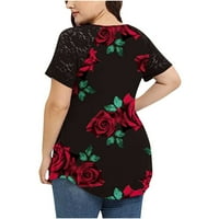 Košulje za žene Dressy Casual plus veličina grafički preveliki kratki rukav V izrez Ljetni vrhovi za