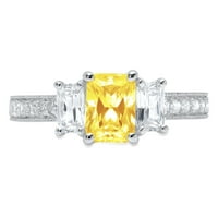 1.82ct smaragdni rez žuti simulirani dijamant 14k bijeli zlatni godišnjički angažman kamena prstena