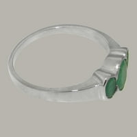 Britanci napravio je 10k bijeli zlatni prsten s prirodnim prstenom smaragdnim ženskim ženskim prstenom - Opcije veličine - veličina 11.25