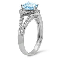 1.49ct srce rezan plavi simulirani dijamant 14k bijeli zlatni godišnjički angažman halo prstena veličine