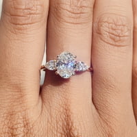 3TCW ovalni oblik Moissnite zaručnički prsten i bočni kruški dijamant tri kamena zaručni prsten Dainty