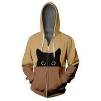 CAT 3D patentni hoodie dukserica Smešna slatka ulična odjeća Zip-up žene za muškarce prevelike pulovere