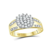 10KT Žuto zlato Ženo okruglo prong-set Diamond Ovalni klaster prsten CTTW