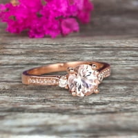 Morganitni zaručnički prsten sa čvrstim 10k ružinim zlatnim osvetljenjem prstena za rublje 1. Carat
