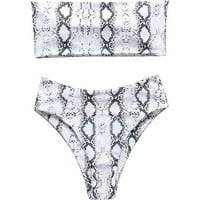 Utoimkio ženski seksi bandeau bikini set cvjetni print dva kupaća kupaca od ramena visokog struka kupaći