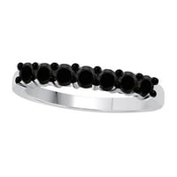 Mauli dragulji za angažman prstenje za žene 0. Karatni kamen crni dijamantni prsten 4-prong 10k bijelo