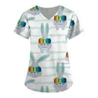 HHEI_K Ženski personalizirani tisak kratkih rukava V-izrez V-izrez Radne majice Bluze za žene Dressy