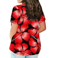 Ženske plus veličine majica kratkih rukava O vrat Tunic Print Ljeto Tes bluza Bluza SILK PLUS veličina