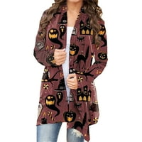 Zeiger ženska puška za mačka Kardigan Noć vještica s dugim rukavima otvoreni prednji pleteni džemper