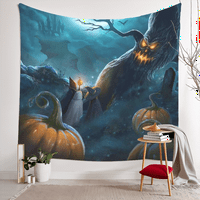 Halloween Dekorativna tapiserija, zid viseći mjesec i metla sa zvjezdanim noćnim zidom viseći tapiserija,