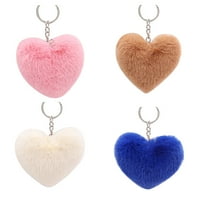 Fluffy Love Heart Keychain Key prsten Privjesak torba za torbu Fau Fur Wallet Decor