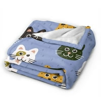 Douzhe Ultra-Soft Micro Fleece lagan flanel pokrivač, crtane životinje Slatka mačka Print Cosy Toplo