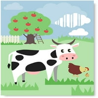 Neugodni stilovi Slatke životinje Štampana slika Sunčana kućanski krava slika Poster Poster Dekor Farm