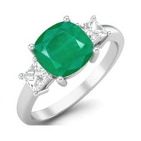 Sterling srebrni oblik jastuka smaragd tri kamena angažmana ženskih prstena