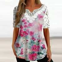 Žene Slim TOP Ljeto Moda Slatka cvjetna majica Trendy Odjeća čipke Hollow Crtne košulje čipke Šuplje