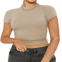 GENUISKIDS Ženska osnovna kratkih rukava TOP Ljetni ugrađeni usjevi Tors Solid Bluza Streetwear majica