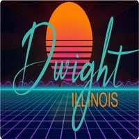 Dwight Illinois Vinil Decal Stiker Retro Neon Dizajn