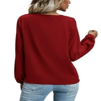 Bmotoo dame labavo bluza od lagane bazične majice radne casual šifon pulover crveni xl