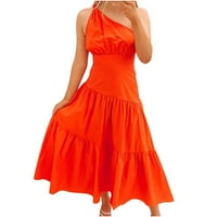 Ženske haljine Ležerne haljine bez rukava na srednji ležaj, puna haljina, narančasta