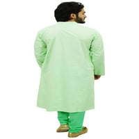 Atasi muške zelene redovne pamučne kurta pidžama postavila je dugu etničku indijsku majicu-XL