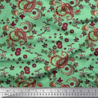 Soimoi Green Modal Satin tkanina cvjetna i paisley ispisana zanatska tkanina od dvorišta široka
