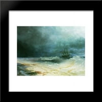 Brod u oluji uokvirenog umjetničkog tiska Aivazovsky, Ivan