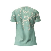 Hanas vrhovi ženski modni casual tiskani V-izrez kratkih rukava vrhunska bluza MINT Green L